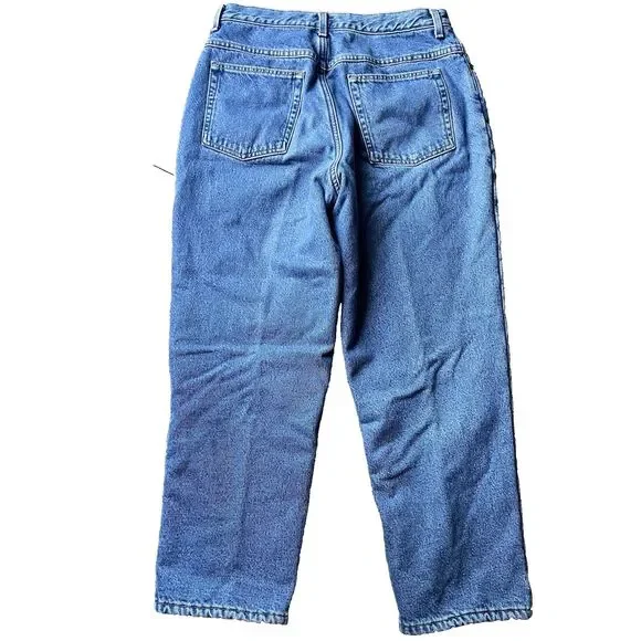 LL Bean Fleece Lined Original Fit Relaxed Denim Blue Jeans Women's 14 Petite - Picture 6 of 10
